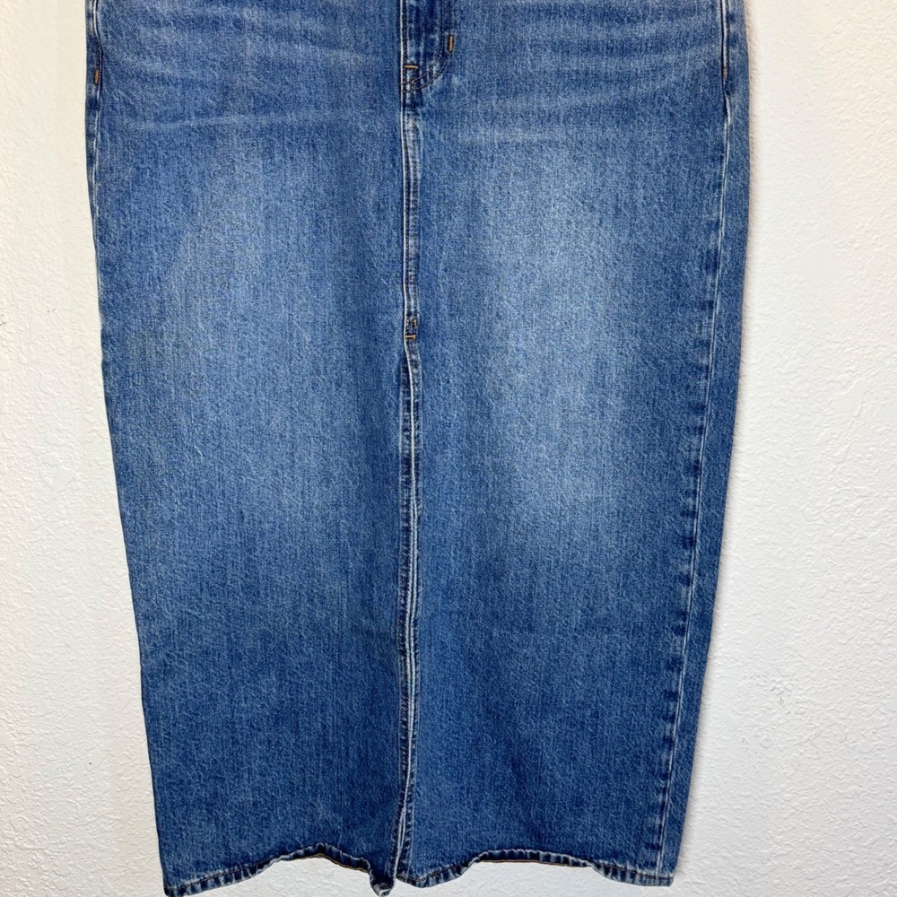 Madewell Denim Midi Skirt Medium Wash Front Slit Cotton Size 29 CKP482132694 - Picture 3 of 14